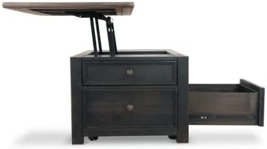Signature Design by Ashley Tyler Creek Rustic Farmhouse Lift Top Coffee Table with Drawers, Brown & Black