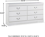Signature Design by Ashley Anarasia Modern Glam Children's 6 Drawer Dresser, White