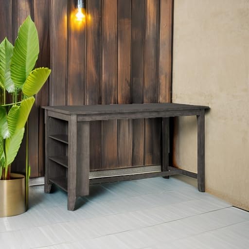 Signature Design by Ashley Caitbrook Dining Table, Counter Height Table With Shelves, Wood Construction In Antiqued Gray Wash, Space‑Saving For Small Rooms And Kitchens
