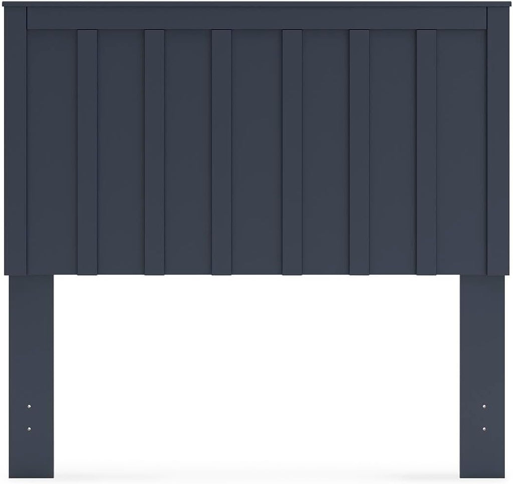 Signature Design by Ashley Simmenfort Full Panel Headboard, Matte Navy Blue Finish, Shaker Style Shiplap Engineered Wood Design for Kids and Youth Bedrooms, Adjustable Height Legs, 42" W x 54" H