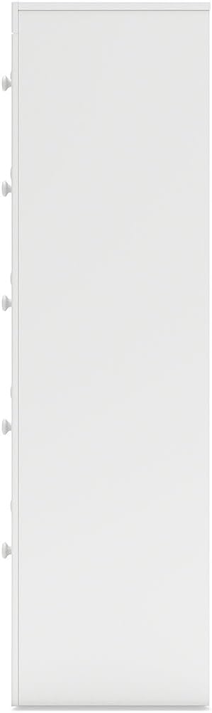 Signature Design by Ashley Mollviney White Coastal Dresser, Tall 5 Drawer Chest, Scalloped Girls Dresser, Engineered Wood and Laminate Bedroom Storage, Matte White, 32" W x 55" H