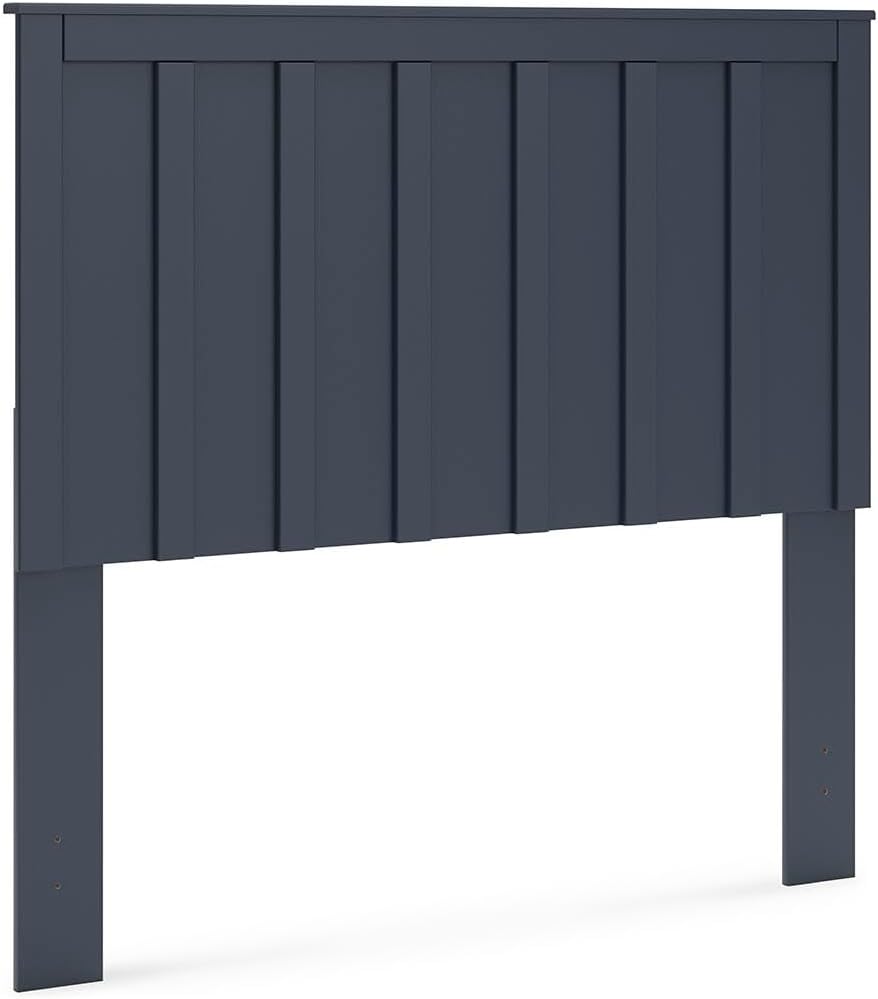 Signature Design by Ashley Simmenfort Full Panel Headboard, Matte Navy Blue Finish, Shaker Style Shiplap Engineered Wood Design for Kids and Youth Bedrooms, Adjustable Height Legs, 42" W x 54" H