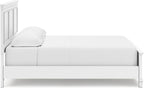 Signature Design by Ashley Fortman Transitional California King Panel Bed with Tapered Feet, Foundation or Box Spring Needed, White