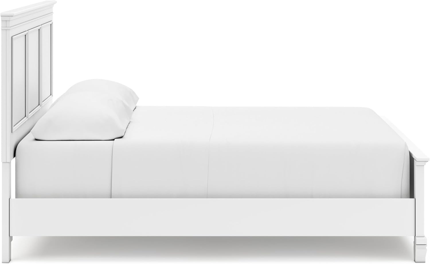 Signature Design by Ashley Fortman Transitional California King Panel Bed with Tapered Feet, Foundation or Box Spring Needed, White