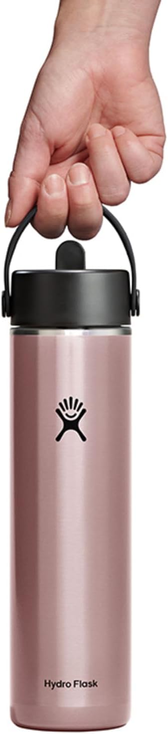 Hydro Flask 24 Oz Lightweight Wide Straw Lid - Insulated Stainless Steel Water Bottle - Hiking, Commuting Quartz