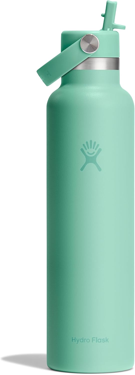 Hydro Flask Water Bottle - Insulated Stainless Steel - Straw Lid, Non Spill, Leakproof in 24 Oz Mermaid Green