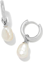 Kendra Scott Willa Pearl Huggie Earrings in White Pearl, Fashion Jewelry for Women