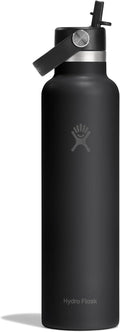 Hydro Flask Water Bottle - Insulated Stainless Steel - Straw Lid, Non Spill, Leakproof in 24 Oz Tonal Black