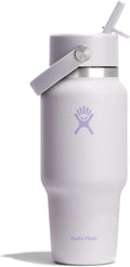 Hydro Flask Travel Water Bottle - Insulated Stainless Steel - Wide Straw Lid, Non Spill, Leakproof in 24 Oz Cloud Pink