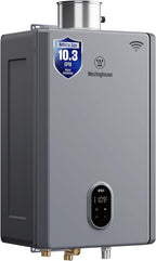 Westinghouse Smart Tankless Water Heater Gas Indoor, 10.3 GPM 199,000 BTU Natural Gas Whole House Instant Hot Water Heater, WiFi App & Voice Control, High Efficiency, Non-Condensing for 7 Fixtures