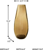 Signature Design by Ashley Rhettman Farmhouse Indoor/Outdoor 16" Glass Tabletop Vase, Light Brown
