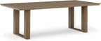Signature Design by Ashley Serene Bay Outdoor Dining Table, Rust-Resistant Aluminum with Wood-Look Finish, 84-Inch Rectangular Patio Table with Umbrella Hole, Dark Brown