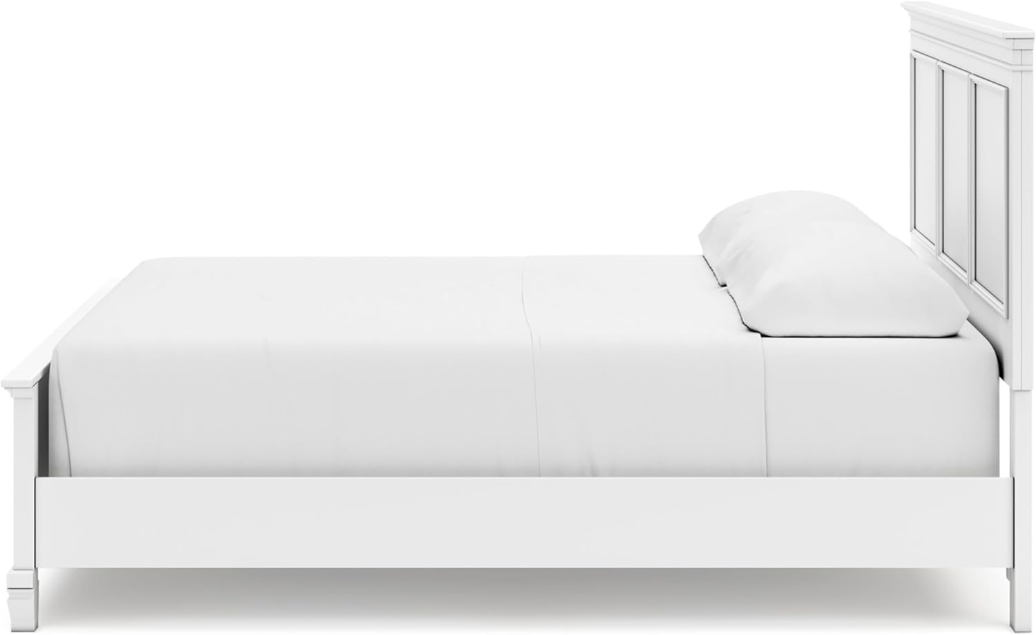 Signature Design by Ashley Fortman Transitional California King Panel Bed with Tapered Feet, Foundation or Box Spring Needed, White