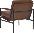 Signature Design by Ashley Puckman Brown Leather Accent Chair, Contemporary Living Room Seating, Sturdy Metal Frame
