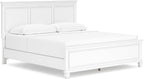 Signature Design by Ashley Fortman Transitional California King Panel Bed with Tapered Feet, Foundation or Box Spring Needed, White