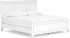Signature Design by Ashley Fortman Transitional California King Panel Bed with Tapered Feet, Foundation or Box Spring Needed, White