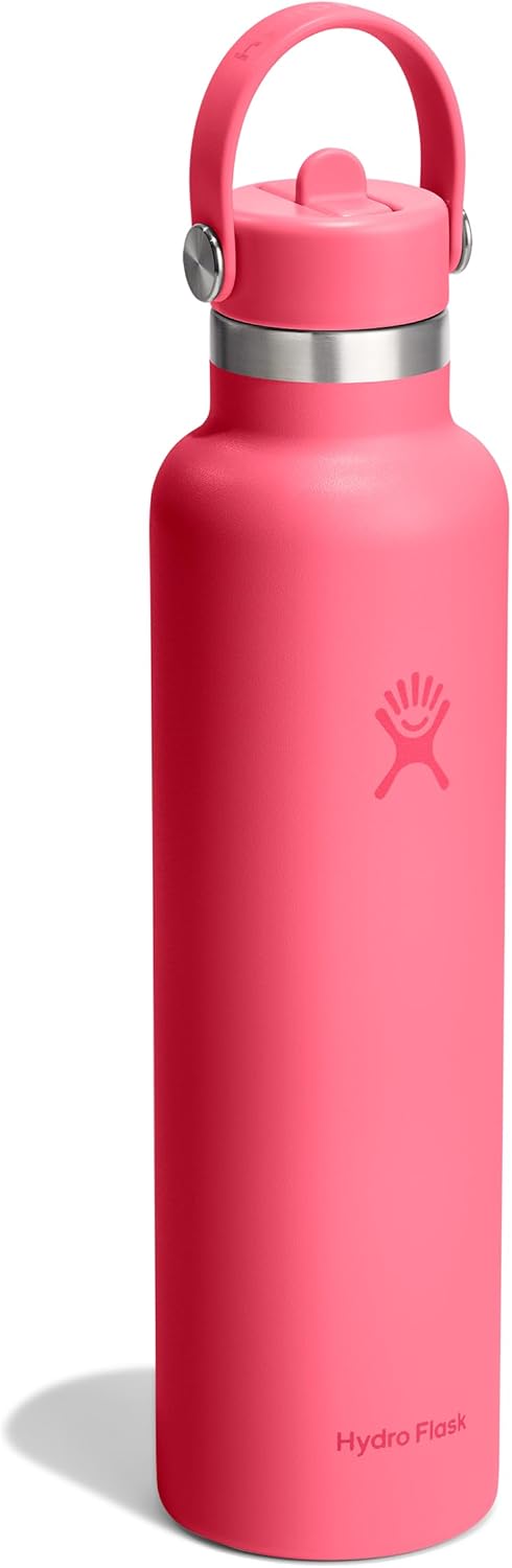 Hydro Flask Water Bottle - Insulated Stainless Steel - Straw Lid, Non Spill, Leakproof in 24 Oz Popstar Pink
