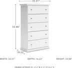 Signature Design by Ashley Bostwick Shoals Children's Traditional 5 Drawer Chest of Drawers, White