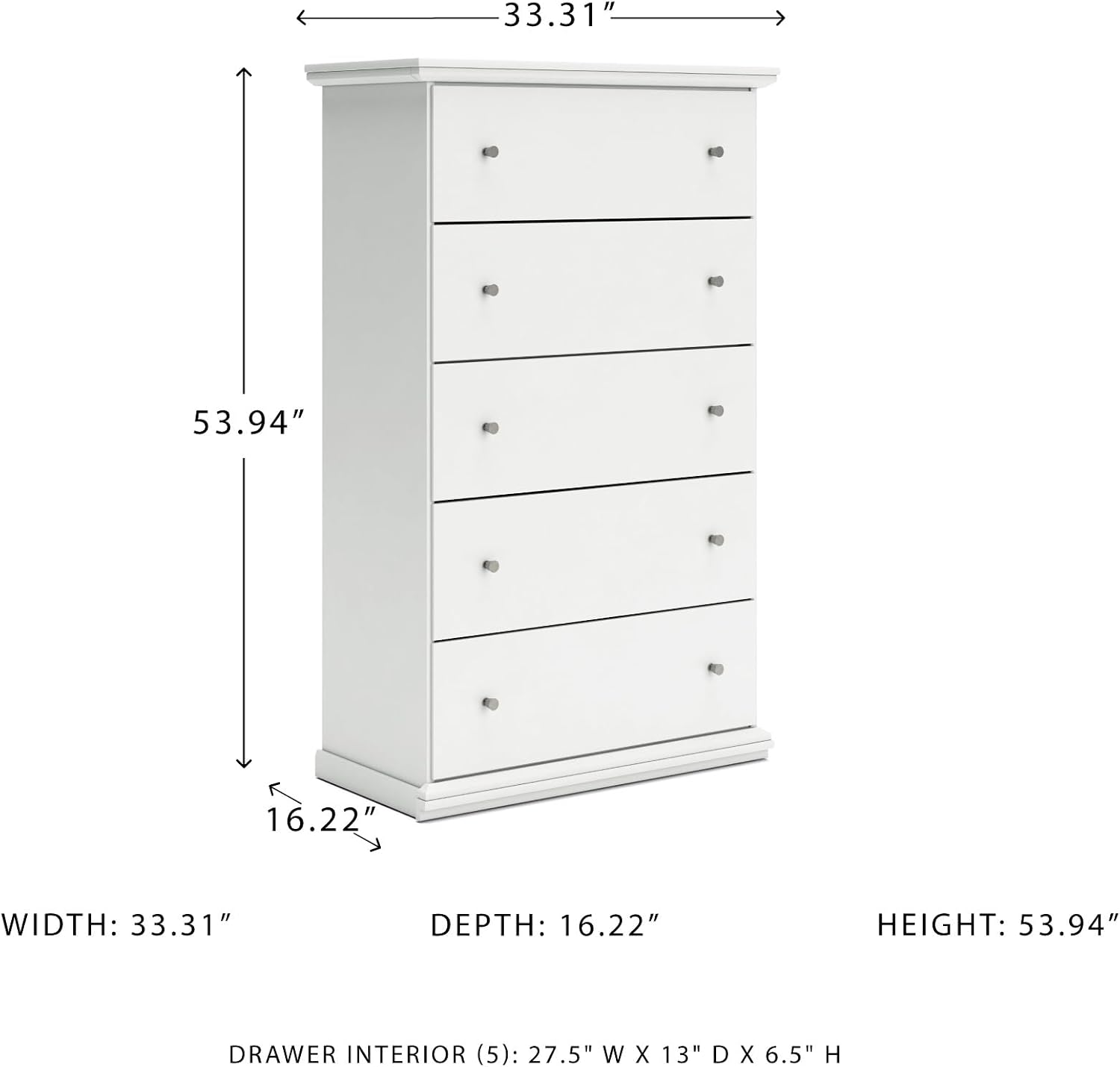 Signature Design by Ashley Bostwick Shoals Children's Traditional 5 Drawer Chest of Drawers, White