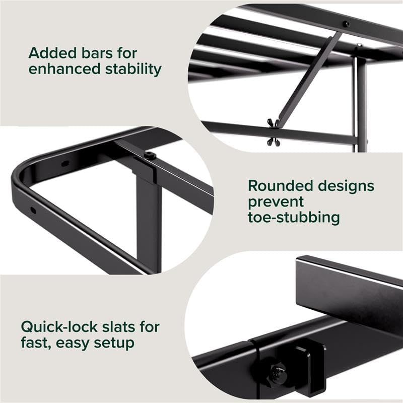 Zinus Rumi 14in Queen Metal Bed Frame, Quick Assembly SmartBase® Mattress Foundation, Heavy Duty Sturdy Steel with No Box Spring Needed, Eco-Friendly Packaging, Black