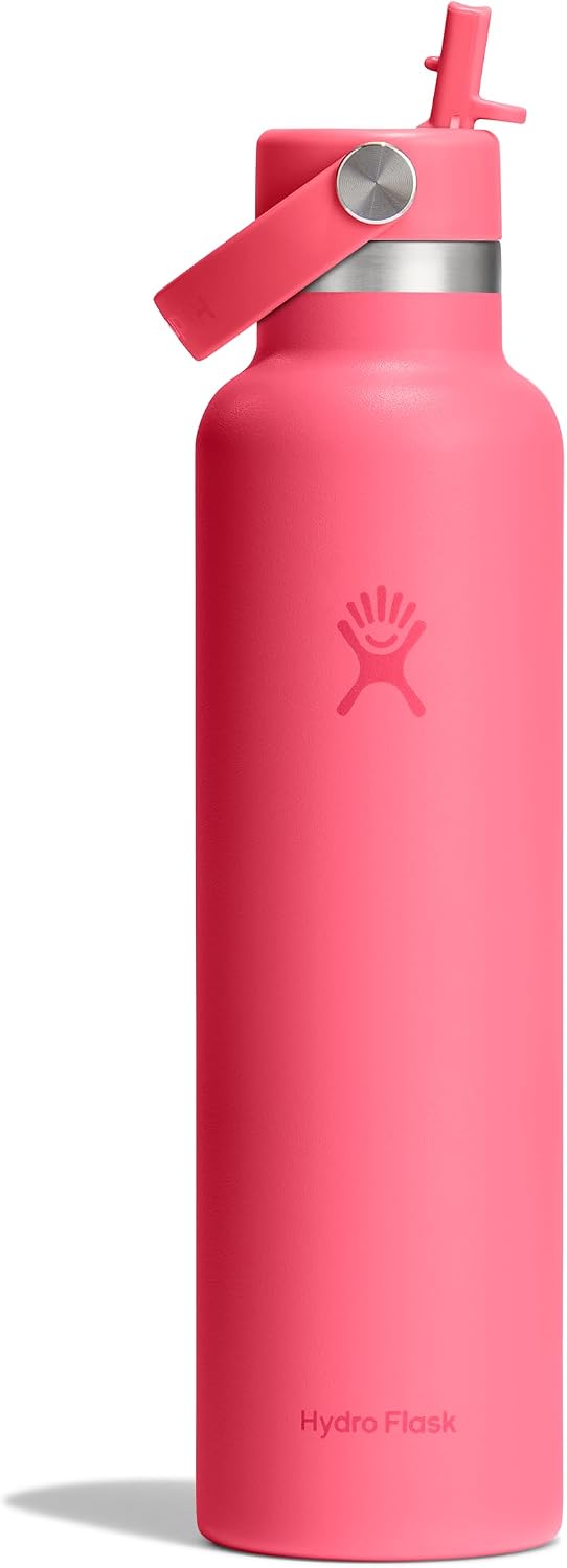 Hydro Flask Water Bottle - Insulated Stainless Steel - Straw Lid, Non Spill, Leakproof in 24 Oz Popstar Pink