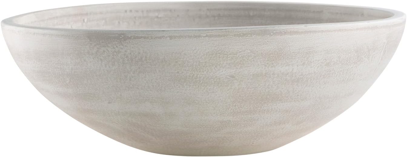 Signature Design by Ashley Meadie Rustic Round Distressed Terra Cotta Bowl, White