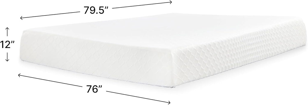 Signature Design by Ashley Chime Memory Foam 12" King Mattress with Thick Memory and Support Foam for Pressure Relief, Fiberglass Free, Mattress In A Box