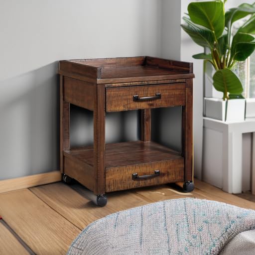 Signature Design by Ashley Baldridge Office Printer Stand, Storage, Electrical Outlets, USB Charing Ports, Wood, 21" W x 18" D x 24.63" H, Brown