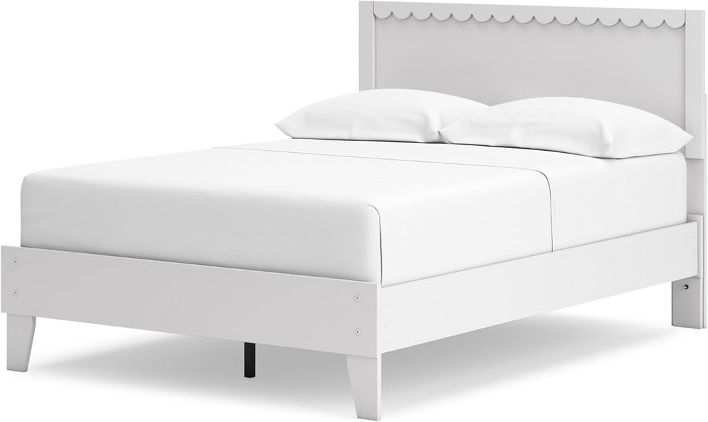 Signature Design by Ashley Hallityn Casual Full Panel Platform Bed, Foundation or Box Spring Not Needed, White