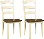 Signature Design by Ashley Woodanville 18" Cottage Ladderback Dining Chair, 2 Count, Cream & Brown