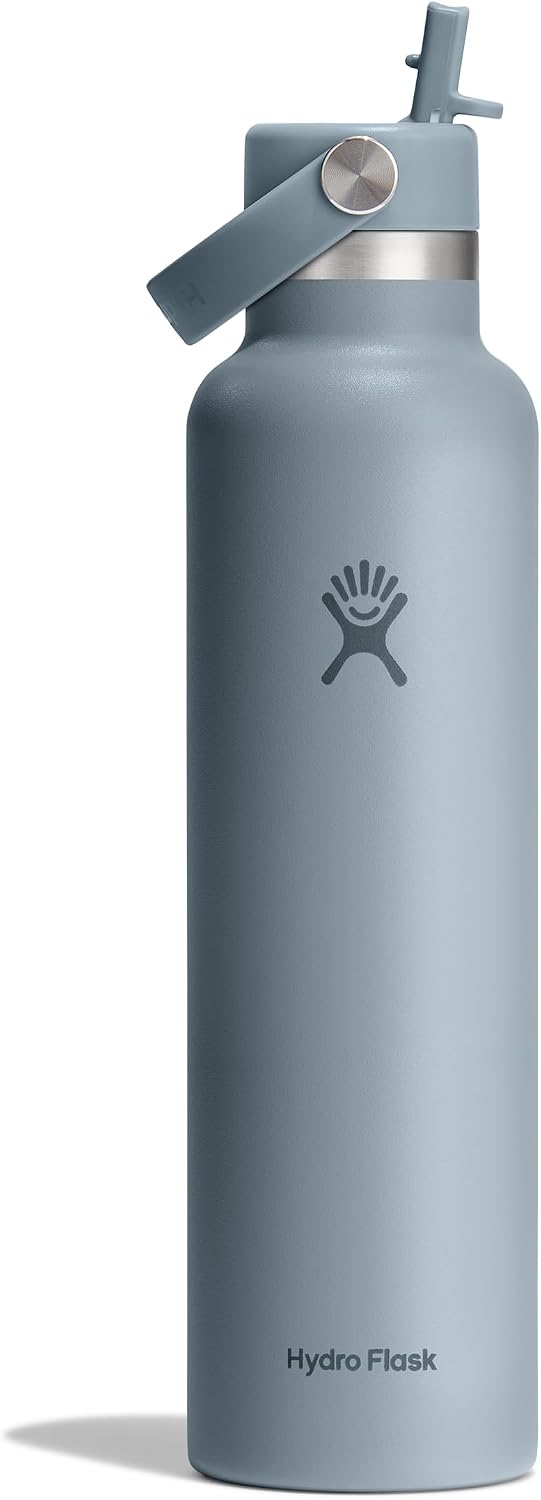 Hydro Flask Water Bottle - Insulated Stainless Steel - Straw Lid, Non Spill, Leakproof in 24 Oz Shale Gray