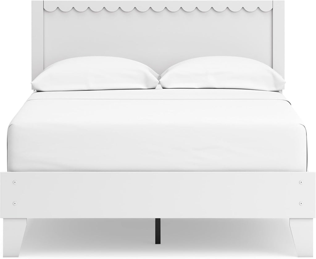 Signature Design by Ashley Hallityn Casual Full Panel Platform Bed, Foundation or Box Spring Not Needed, White
