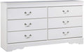 Signature Design by Ashley Anarasia Modern Glam Children's 6 Drawer Dresser, White