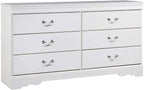 Signature Design by Ashley Anarasia Modern Glam Children's 6 Drawer Dresser, White