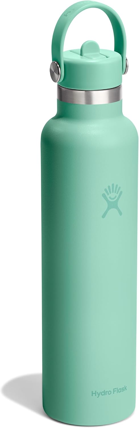 Hydro Flask Water Bottle - Insulated Stainless Steel - Straw Lid, Non Spill, Leakproof in 24 Oz Mermaid Green