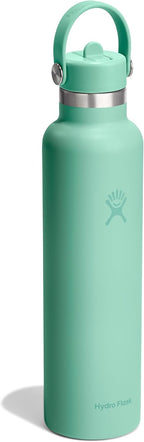 Hydro Flask Water Bottle - Insulated Stainless Steel - Straw Lid, Non Spill, Leakproof in 24 Oz Mermaid Green