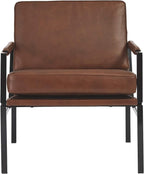 Signature Design by Ashley Puckman Brown Leather Accent Chair, Contemporary Living Room Seating, Sturdy Metal Frame