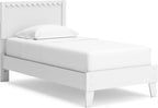 Signature Design by Ashley Hallityn Twin Panel Platform Bed, Casual Scalloped Bed Frame, Engineered Wood, for Kids and Youth Bedrooms, Matte White