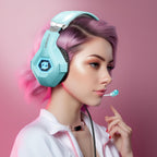 Ozeino Gaming Headset for PC, Ps4, Ps5, Xbox Headset with 7.1 Surround Sound, Gaming Headphones with Noise Cancelling Mic RGB Light Over Ear Headphones for Xbox Series X/S, Switch-Light Blue