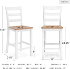 Signature Design by Ashley Gesthaven Counter Height Bar Stool, Set of 2, 24.25" Stools with Ladder Back, Solid Wood Frame, Contoured Mango Wood Veneer Seat, Kitchen Island Dining, Natural and White