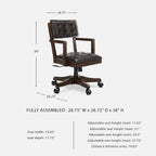Signature Design by Ashley Breckington Contemporary Faux Leather Tufted Home Office Desk Chair with Adjustable Height and Casters, Solid Wood, 28.75" W x 28.75" D x 38" H, Dark Brown