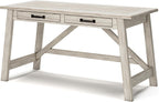 Signature Design by Ashley Carynhurst Farmhouse Large Leg Home Office Desk, 2 Storage Drawers, Vintage Bronze Hardware, Wood, 60.25" Wide, Antique White