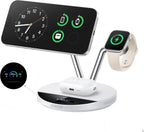 Anker Prime 3-in-1 Qi2.2 MagSafe Compatible 25W Wireless Charging Station | Smart Display, TEC Active Cooling, Apple Watch Charger, for iPhone 17, Apple Watch, AirPods Pro, and More (Adapter Included)