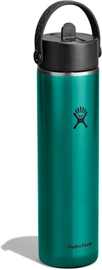 Hydro Flask 24 Oz Lightweight Wide Straw Lid - Insulated Stainless Steel Water Bottle - Hiking, Commuting Emerald Green
