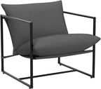 Zinus Aidan Sling Accent Chair, Metal Framed Armchair with Shredded Foam Cushioning, Dark Grey