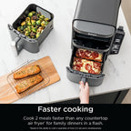 Ninja DoubleStack XL Smart Air Fryer, 2-Basket, 10 QT, 6-in-1, DoubleStack Technology Cooks 4 Foods at Once, Space Saving Design, Air Fry, Broil, Bake SL451