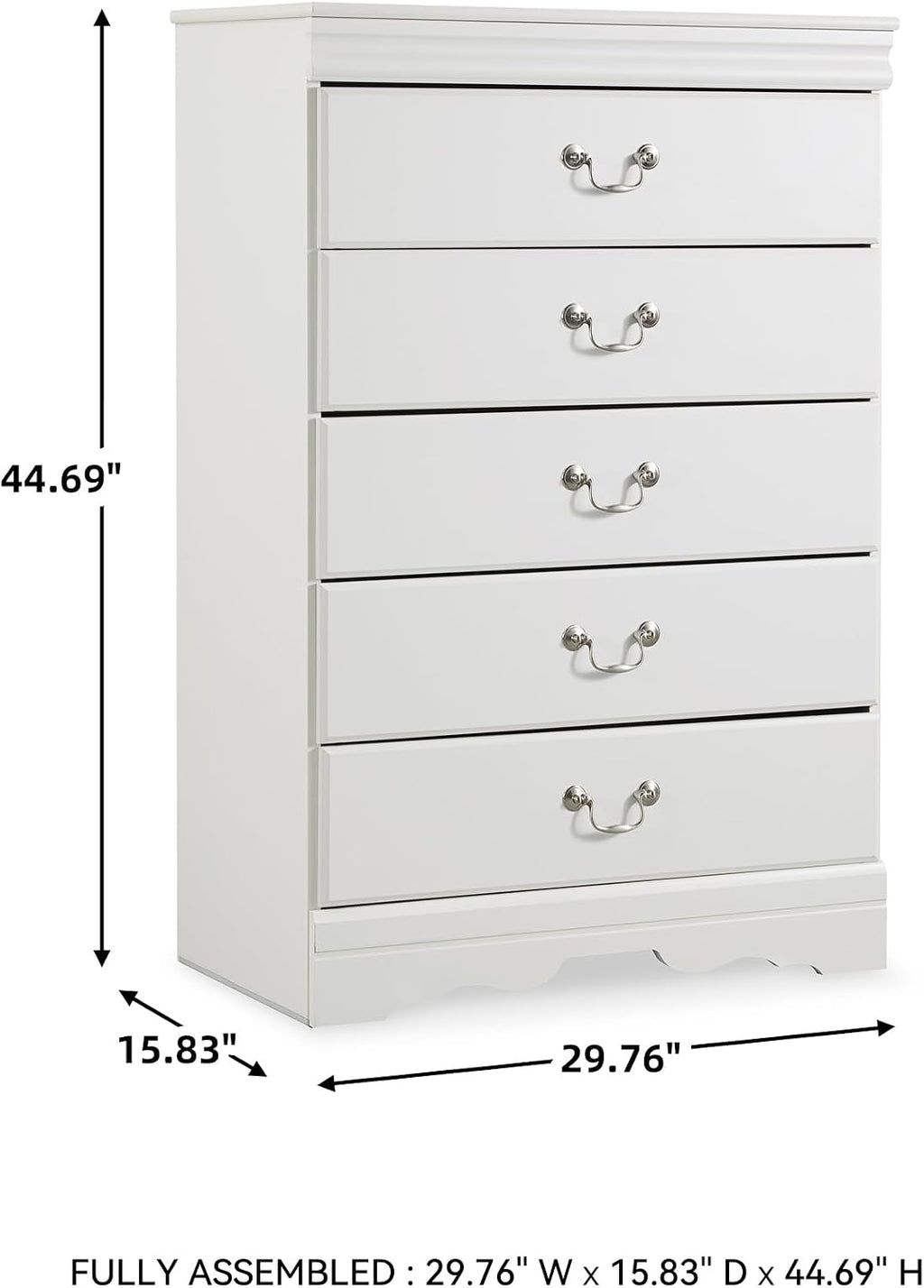 Signature Design by Ashley Children's Anarasia 5 Drawer Chest of Drawers, White