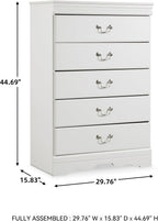 Signature Design by Ashley Children's Anarasia 5 Drawer Chest of Drawers, White