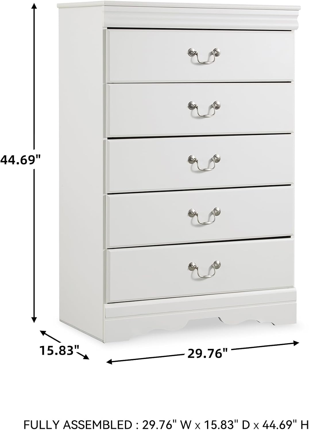 Signature Design by Ashley Children's Anarasia 5 Drawer Chest of Drawers, White