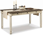 Signature Design by Ashley Bolanburg Dining Table, 2-Tone Farmhouse Style With 6 Built-In Storage Drawers, Wood & Engineered Wood Construction, Seats Up To 6, White/Brown